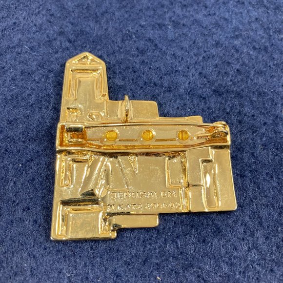 M Katz Jerusalem Goldtone Pin Hebrew - Picture 2 of 4